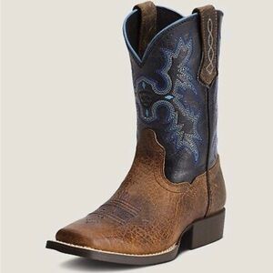 Ariat Tombstone Brown/Black/Blue Leather Western Boots Youth Size 4; Women’s 6